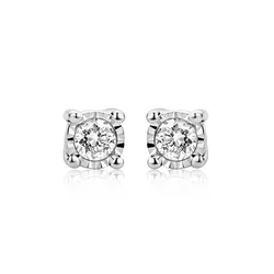 DIAMANT LETERNEL Uhani Ohrringe aus 375 Weißgold mit Diamant srebrna