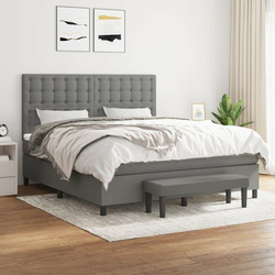 shumee Box spring postelja z vzmetnico temno siva 180x200 cm blago