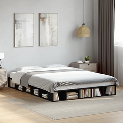 Okvir za krevet crni 160x200 cm konstruirano drvo