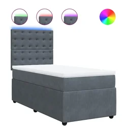 Vidaxl Box spring postelja z vzmetnico temno siva 80x200 cm žamet