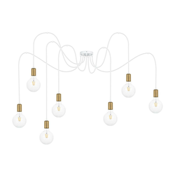 Luster na sajli MIROS 7xE27/60W/230V pauk bela/zlatna