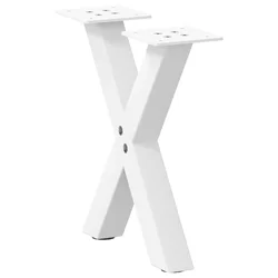 Noge za klub stolić u obliku slova X, 2 kom, bijele, 30 x (30-31) cm, čelik