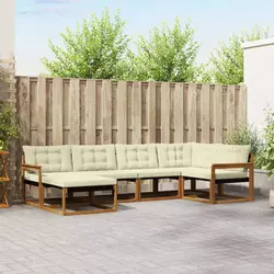 Set vanjskih sofa 6 kom. Prirodna i krem Čvrsto drvo akacije