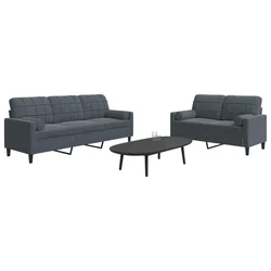 2-dijelni set sofa s jastucima tamnosivi baršunasti