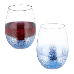 Northix Set 2 kozarcev za vino brez peclja modri z vzorcem