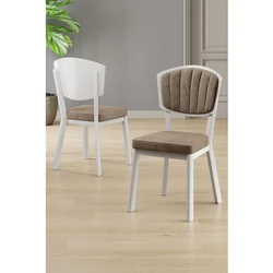 Hanah Home set trpezarijskih stolica Nape 4 kom, kapućino tkanina Babyface, bele metalne noge