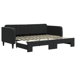 Vidaxl Izvlečna dnevna postelja črna 90x200 cm žamet