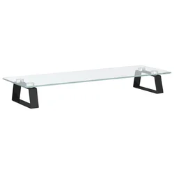 Stalak za monitor crni 60x20x8 cm kaljeno staklo i metal