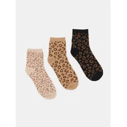 Sinsay - Čarape sa pamukom sa leopard dezenom 3 pack - šareno