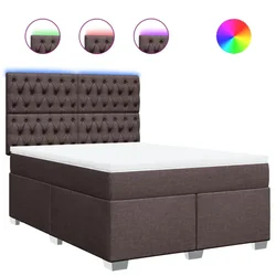 vidaXL Box spring postelja z vzmetnico temno rjav 140x190 cm blago