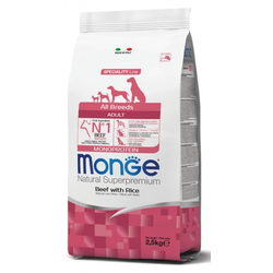 Monge Natural Superpremium Dog All Breeds Adult Monoprotein Beef With Rice - 2.5 kg