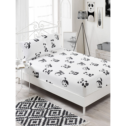 Aberto Design Set čaršaf i 2 jastučenice Panda, 160x200+20 cm , Crno-bela