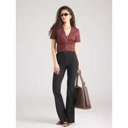 Patrizia Pepe Bluza 2C1672/A9B9-B887 Temno rjava Regular Fit