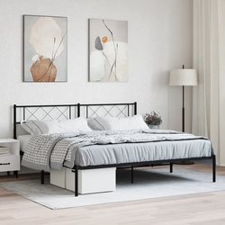 Metalni okvir za krevet s uzglavljem crni 180x200 cm