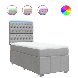 Vidaxl Box spring postelja z vzmetnico svetlo siva 90x200 cm blago