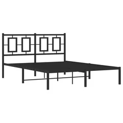 Vidaxl Kovinski posteljni okvir z vzglavjem črn 140x190 cm