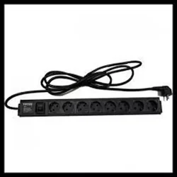 220V razvodni PDU panel 19/1U sa 8 utičnih mesta/prekidač/prenaponska zaštita/kabl 1.8m  PDU-8SP-1U