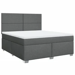 Vidaxl Box spring postelja z vzmetnico temno siva 180x200 cm blago