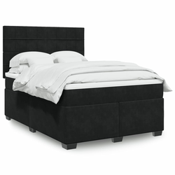 vidaXL Box spring posteljni z vzmetnico črn 140x190 cm žamet