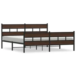 Vidaxl Kovinski posteljni okvir brez vzmetnice rjavi hrast 200x200 cm