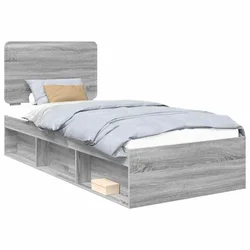 Vidaxl Konstrukcija postelje z vzglavjem Siva Sonoma 75 x 190 cm