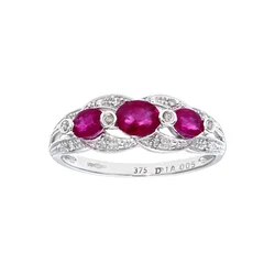 DIAMANT LETERNEL Prstan Ring aus 375 Weißgold mit Diamant mit Rubin srebrna