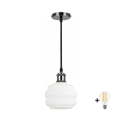 BRILAGI - LED luster na sajli RETRO GLASS 1xE27/60W/230V prečnik 20 cm crna/bela