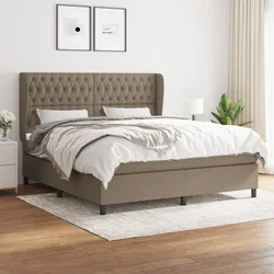 Greatstore Box spring postelja z vzmetnico taupe 180x200 cm blago