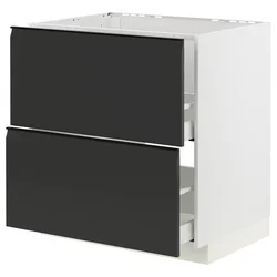 METOD / MAXIMERA Pod.element sudop. i 2front/2fioke, bela/Upplöv boja antracita, mat, 80x60 cm