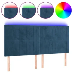 Vidaxl LED posteljno vzglavje temno modro 180x5x118/128 cm žamet