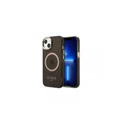 Guess Futrola za iPhone 13 - Black Gold Outline Translucent MagSafe