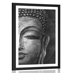 Plakat s paspartujem obraz Bude v črnobeli varianti - 30x45 silver