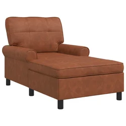 Vidaxl Ležalna postelja z blazino Rjava 91 x 157 x 91 cm Umjetno usnje
