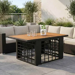 Stol za vrt Crna i prirodna 100 x 55 x 37 cm PE Rattan i Staklo
