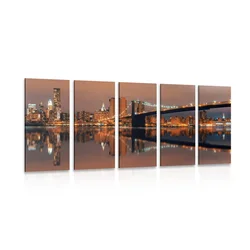 5-delna slika odsev Manhattana v vodi - 150x75