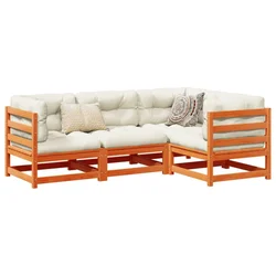 4-dijelni set vrtnih sofa s jastucima voštano smeđi od borovine