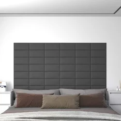 vidaXL Stenska glavna postelja 12 pcs Siva 30 x 15 cm blago