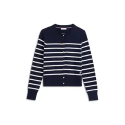 TOMMY HILFIGER Pletena jopa temno modra/bela