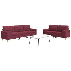 2-dijelni set sofa s ukrasnim jastucima boja vina od tkanine