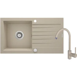 Deante ZQZ 7113 Sudopera, 1 korito, 15cm, Granitna + BEN 762M Slavina, 355mm, Boje peska