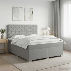 Vidaxl Postelja boxspring z vzmetnico Svetlo siva 140 x 200 cm Blago