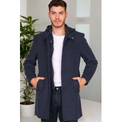 PLT8335 DEWBERRY MENS COAT-DARK PATTERNED NAVY BLUE