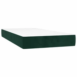 shumee Box spring postelja z vzmetnico LED tem. zelena 100x200cm žamet