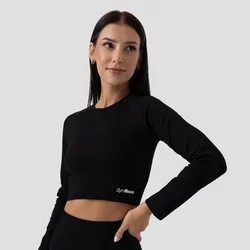 GymBeam Ženski crop top Ribbed FLO Black