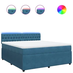 Vidaxl Box spring postelja z vzmetnico modra 180x200 cm žamet