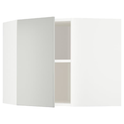 METOD Ugaoni zidni element s policama, bela/Havstorp svetlosiva, 68x60 cm