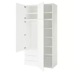 PLATSA Garderober s 4 vrata i 3 fioke, bela/Fonnes bela, 120x57x241 cm