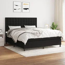 shumee Box spring postelja z vzmetnico črna 180x200 cm blago