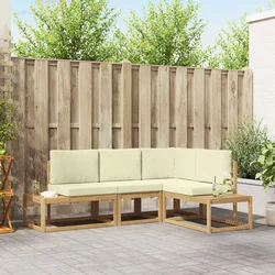 Set vanjskih sofa 3 Komad Bijela i krem Poliester