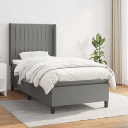 vidaXL Box spring postelja z vzmetnico temno siva 100x200 cm blago